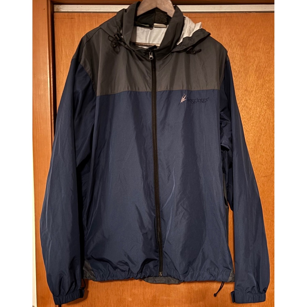 Frogg Toggs Mens Blue Grey Full Zip Hooded Rain Jacket Windbreaker RT62141-722